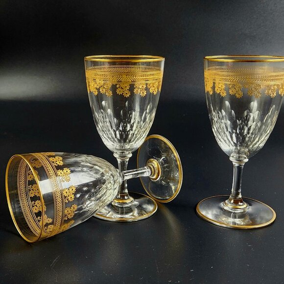 Antique - Baccarat Wine Glasses - Set of 3 - 4 3/4\" Tall